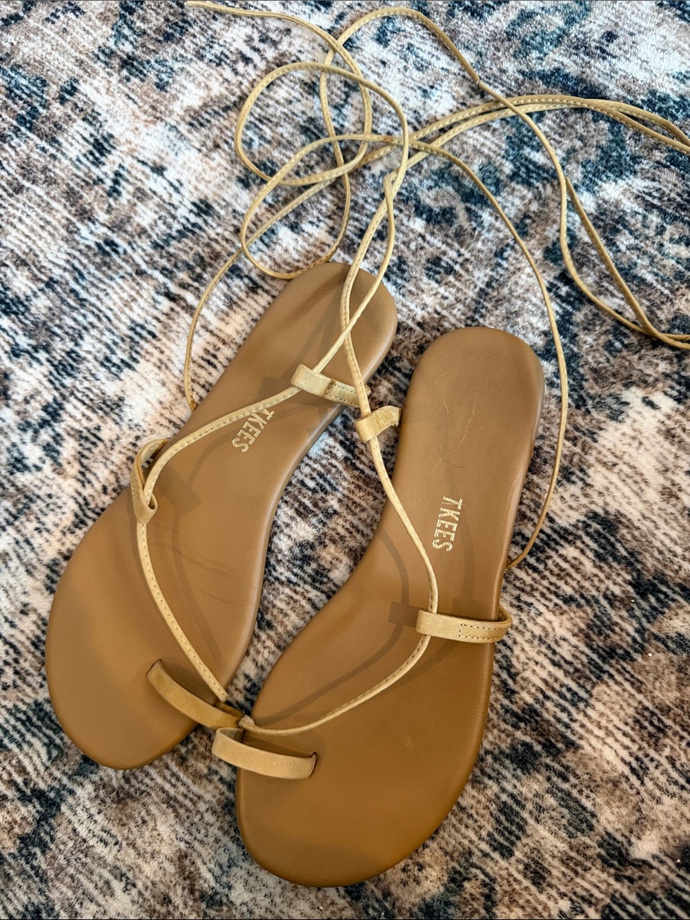 TKEES Jo Lace-Up Tan Suede Strappy Sandals
